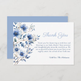 Dark and Dusty Blue Wildblumen Babydusche Dankeskarte