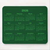 Dark and Kelly Green 2026 Calendar Mousepad (Vorne)