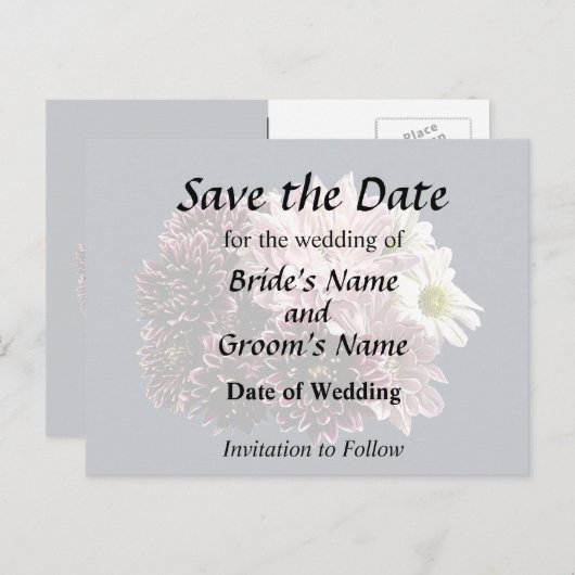 Dark and Light Mums and Daisies Ankündigungspostkarte (Vorne/Hinten)