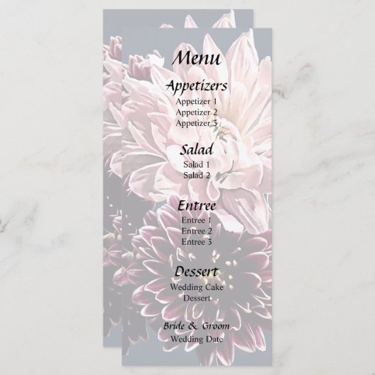 Dark and Light Mums and Daisies Menükarte (Vorne/Hinten)