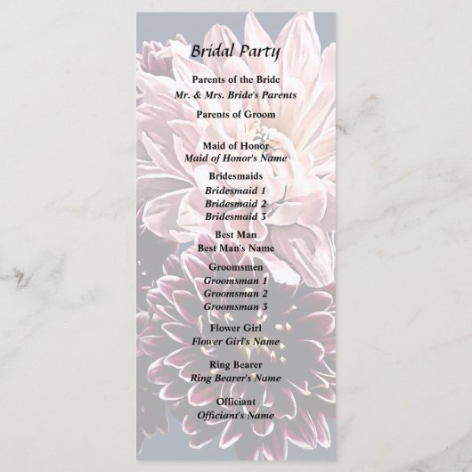 Dark and Light Mums and Daisies Programm (Rückseite)