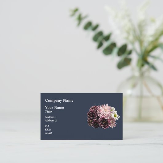 Dark and Light Mums and Daisies Visitenkarte (Stehend Vorderseite)