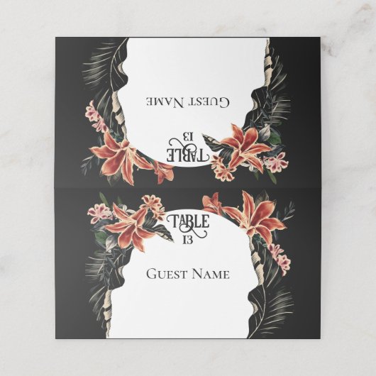 Dark and Moody - Anpassbare Hochzeitsstipps-Platzk Platzkarte (Außenseite Aufgefaltet)