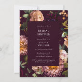 Dark and Moody Burgundy Floral Bridal Shower Einladung (Vorderseite)