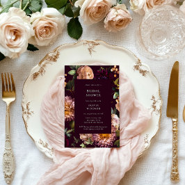 Dark and Moody Burgundy  Floral Bridal Shower  Einladung
