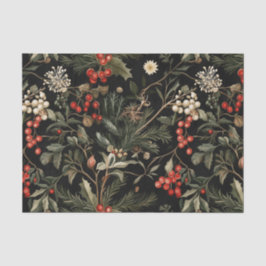 Dark and Moody Christmas Berries and Foliage Seidenpapier