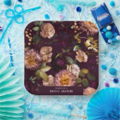 Dark and Moody Dramatic Floral Brautparty Luxe Pappteller (Party)