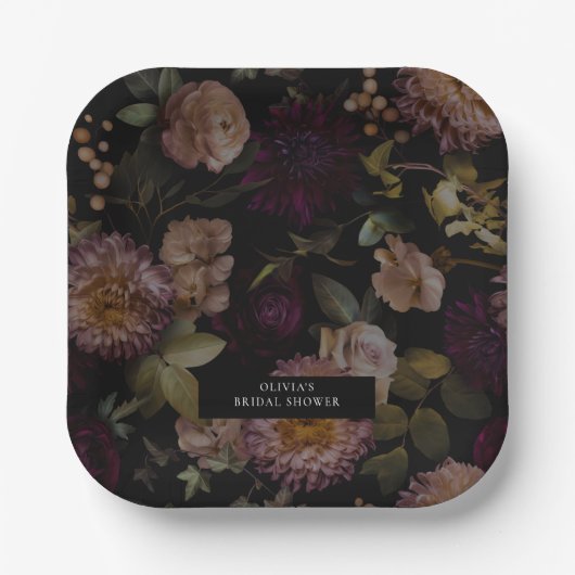 Dark and Moody Dramatisches Brautparty Pappteller (Vorderseite)