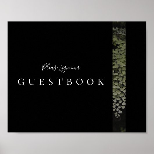 Dark and Moody Ferns Modern Guestbook Sign Poster (Vorne)