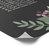 Dark and Moody Floral Boho Hochzeitssitze Poster (Ecke)