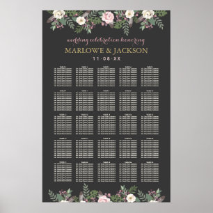 Dark and Moody Floral Boho Hochzeitssitze Poster