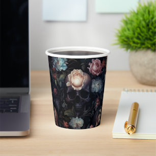 Dark and Moody Floral Gothic Brautparty Pappbecher