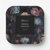 Dark and Moody Floral Gothic Brautparty Pappteller (Vorderseite)