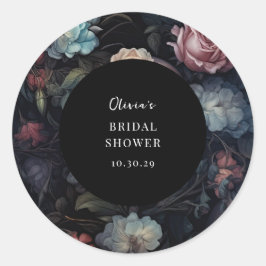 Dark and Moody Floral Gothic Brautparty Runder Aufkleber