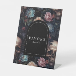 Dark and Moody Floral Gothic Brautparty Sign Sockelschild