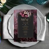 Dark and Moody Floral Menu Card Menükarte