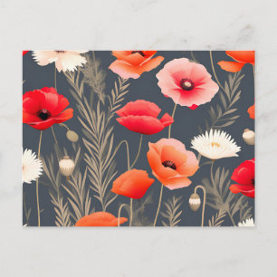 Dark and Moody Floral Poppies Postkarte