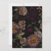 Dark and Moody Gothic Black Floral Bridal Luncheon Einladung (Rückseite)