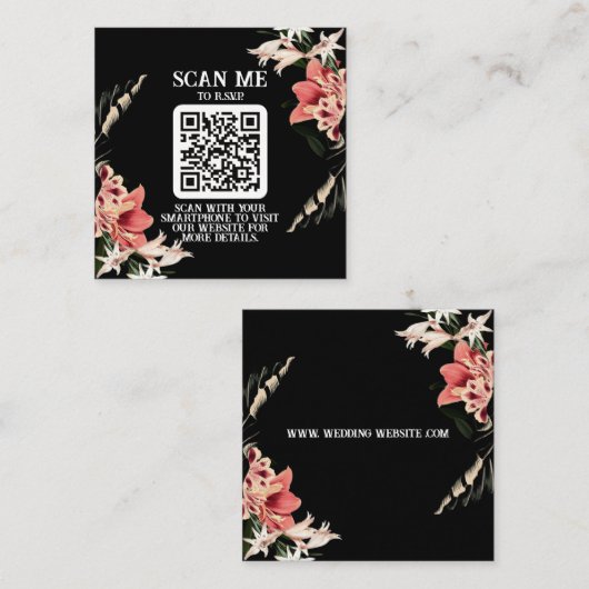 Dark and Moody QR Code Wedding Enclosure Card Begleitkarte (Vorne/Hinten)