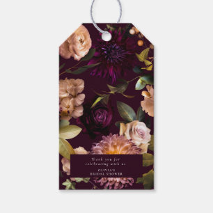 Dark and Moody Romantic Burgundy Brautparty Geschenkanhänger