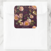 Dark and Moody Romantic Burgundy Brautparty Quadratischer Aufkleber (Tasche)