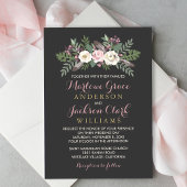 Dark and Moody Rose Pink Floral Boho Hochzeit Einladung