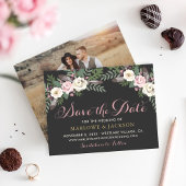 Dark and Moody Rose Pink Floral Boho Hochzeit Save The Date