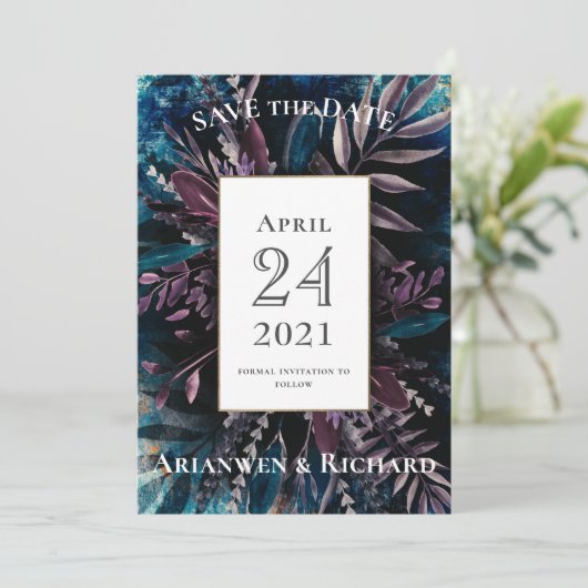 Dark and Moody Wedding Einladung Save the Date (Stehend Vorderseite)