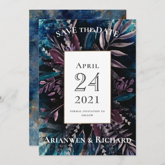 Dark and Moody Wedding Einladung Save the Date (Vorne/Hinten)
