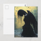 Dark Angel in Rain Fantasy Postkarte (Vorne/Hinten)