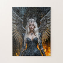 Dark Angel Queen in Candlelit Hall