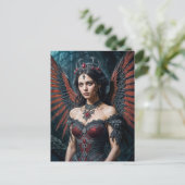 Dark Angel Queen with Red Wings Postkarte (Stehend Vorderseite)