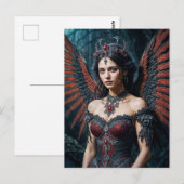 Dark Angel Queen with Red Wings Postkarte (Vorne/Hinten)