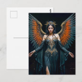 Dark Angel Queen with Red Wings Postkarte (Vorne/Hinten)