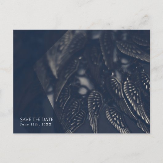 Dark Angel Wings Gothic Glam Chic Save the Date Ankündigungspostkarte (Vorderseite)