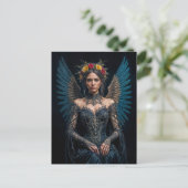 Dark Angel with Crown and Roses Postkarte (Stehend Vorderseite)