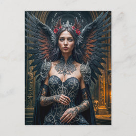 Dark Angel with Crown and Roses Postkarte
