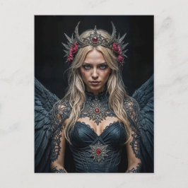 Dark Angel with Crown and Roses Postkarte