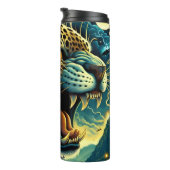 Dark Angry Jaguar Fantasy Illustration Thermosbecher (Nach rechts gedreht)
