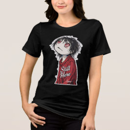 Dark Anime  "Still Here" Aesthetic Gothic Illustra Tri-Blend Shirt