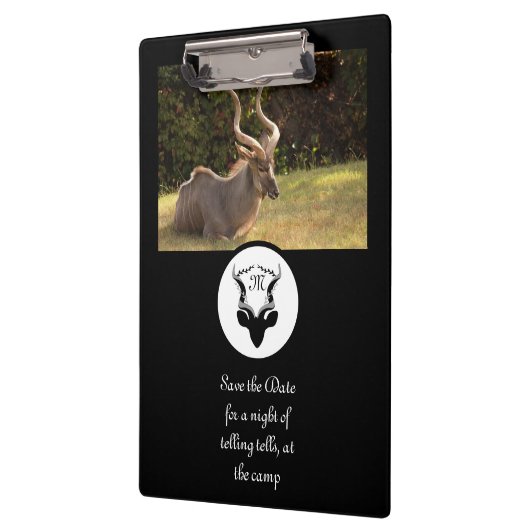 Dark Antelope Silhouette Monogram Foto Klemmbrett (Links)