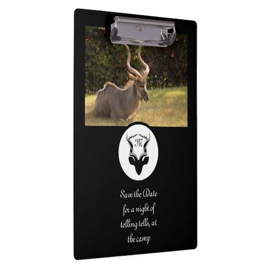 Dark Antelope Silhouette Monogram Foto Klemmbrett (Rechts)