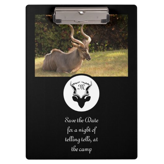 Dark Antelope Silhouette Monogram Foto Klemmbrett (Vorderseite)