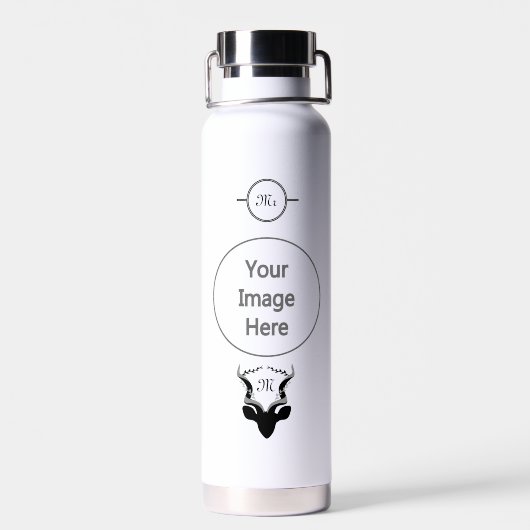 Dark Antelope Silhouette Monogram Trinkflasche (Rückseite)