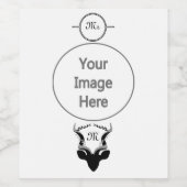 Dark Antelope Silhouette Monogram Weinetikett (Einzelnes Label)