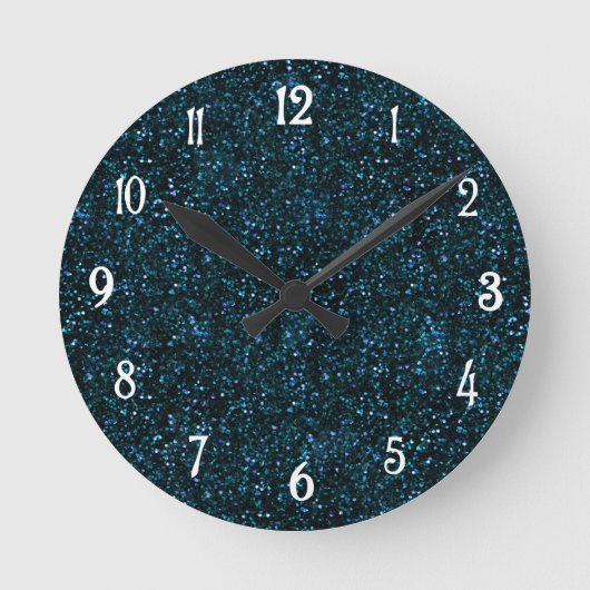 Dark Aqua Aquamarin Blue Glitzer Runde Wanduhr (Vorderseite)
