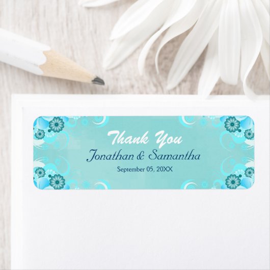 Dark Aqua Blue Aquamarin Floral Kleine Gastgeschen (Insitu)