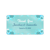 Dark Aqua Blue Aquamarin Floral Medium Gastgeschen Adressaufkleber (Vorne)