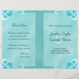 Dark Aqua Blue Floral Aquamarin Bi-Fold Hochzeitsp