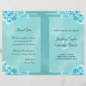 Dark Aqua Blue Floral Aquamarin Bi-Fold Hochzeitsp (Vorne/Hinten)